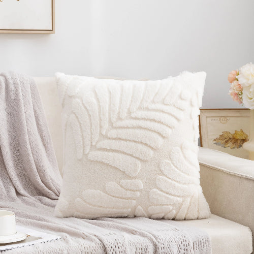 housse de coussin en peluche à motif jacquard 45x45 cm