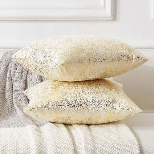 housse de coussin en velours a motif doré 45x45 ou 50x50 cm