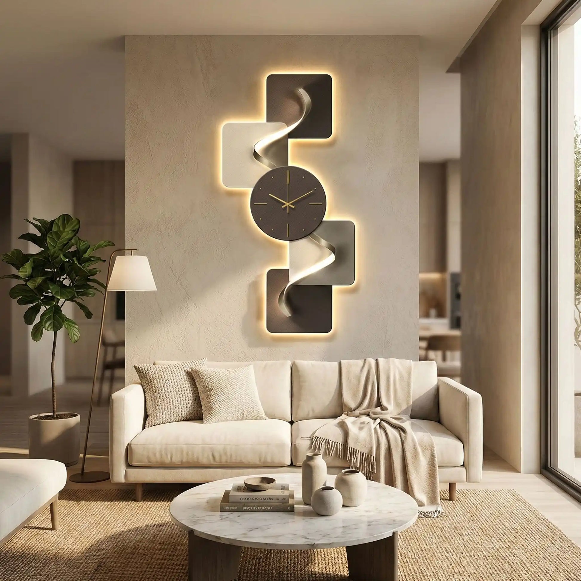 Horloge murale décorative en cristal de carbone LumiCrystal