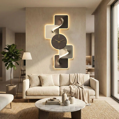 Horloge murale décorative en cristal de carbone LumiCrystal
