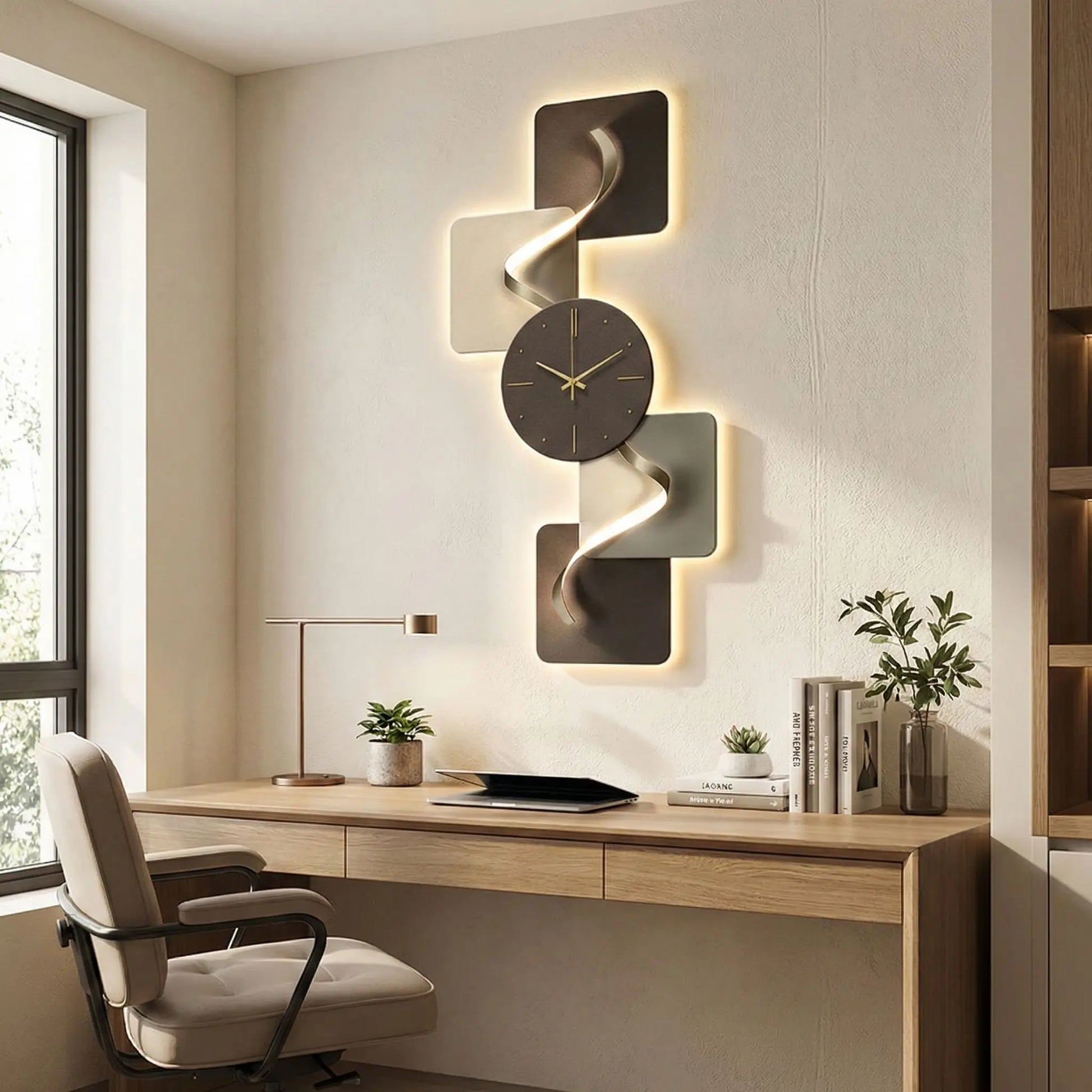 Horloge murale décorative en cristal de carbone LumiCrystal