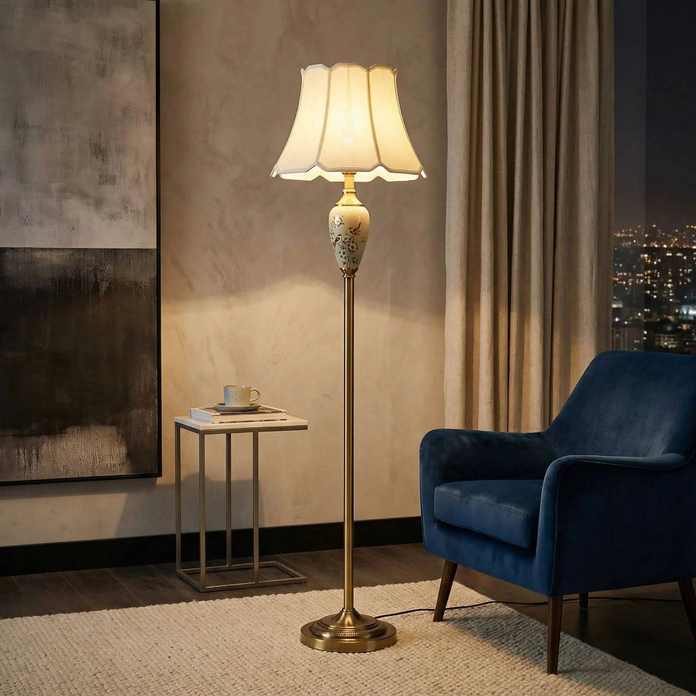 Lampe design salon en Céramique Florale Rétro