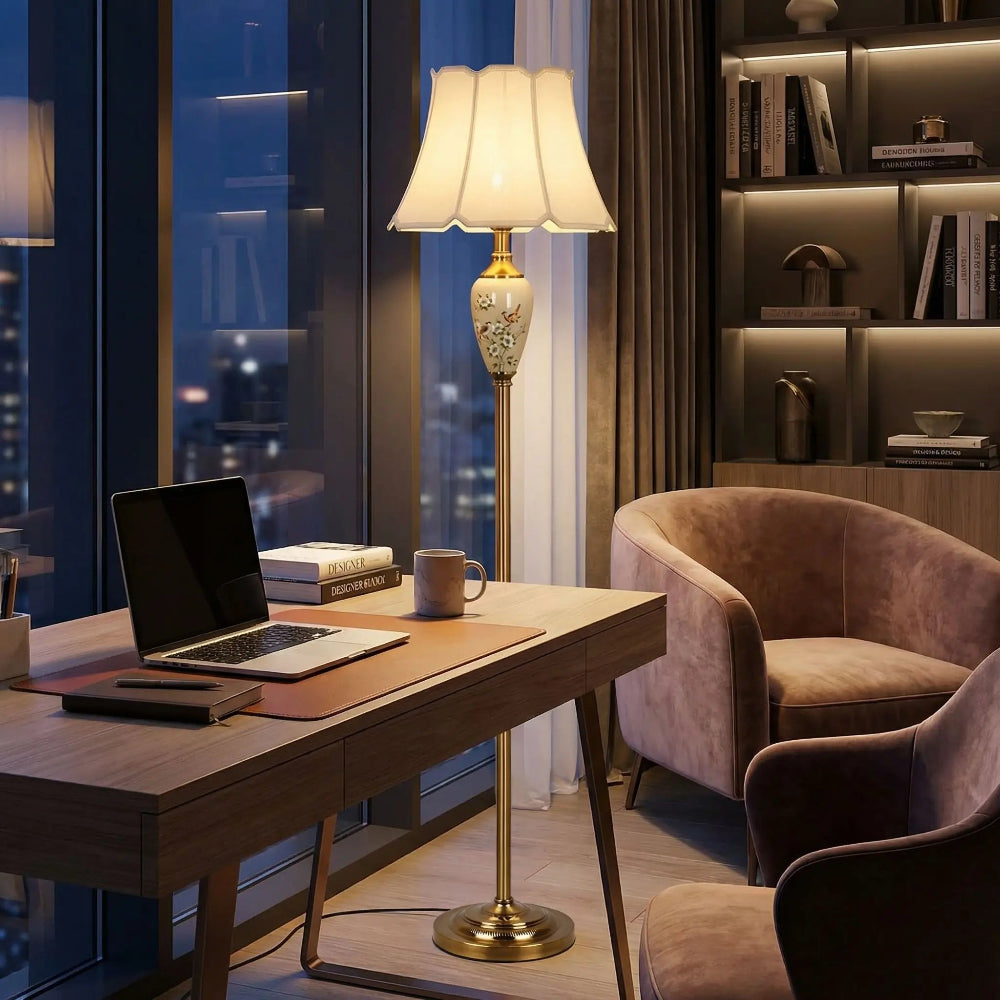 Lampe design salon en Céramique Florale Rétro