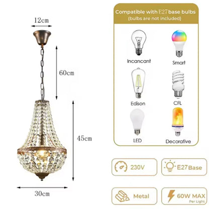 Lampe design salon / Cristal Doré