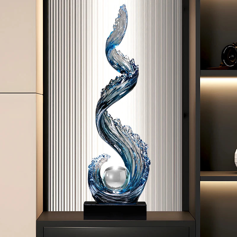 Sculpture en résine bleue élégance apaisante