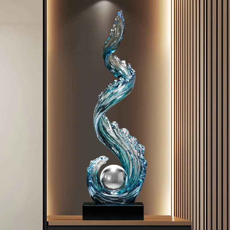 Sculpture en résine bleue/ élégance apaisante
