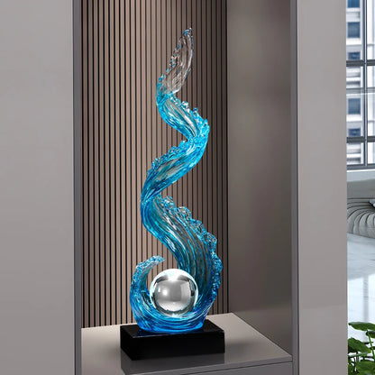 Sculpture en résine bleue / élégance apaisante