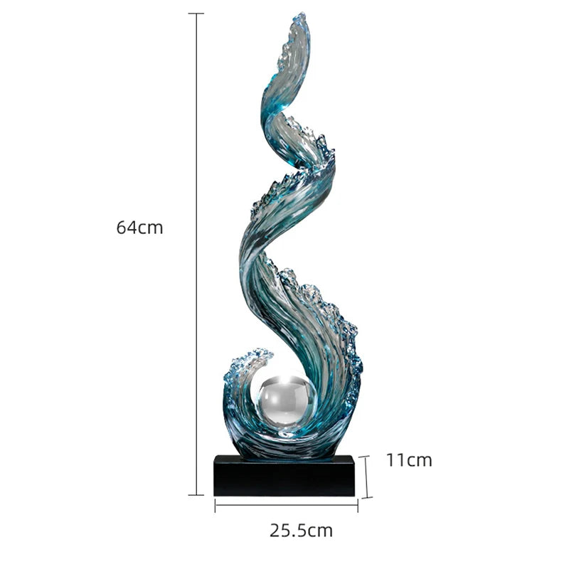 Sculpture en résine bleue élégance apaisante