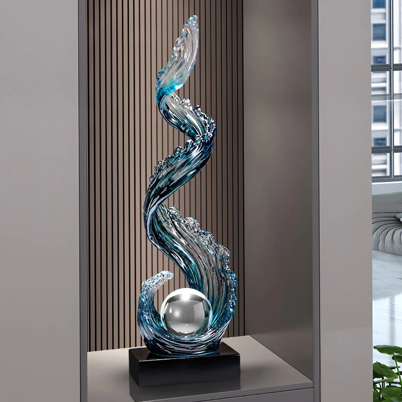 Sculpture en Résine Bleue | Élégance Apaisante