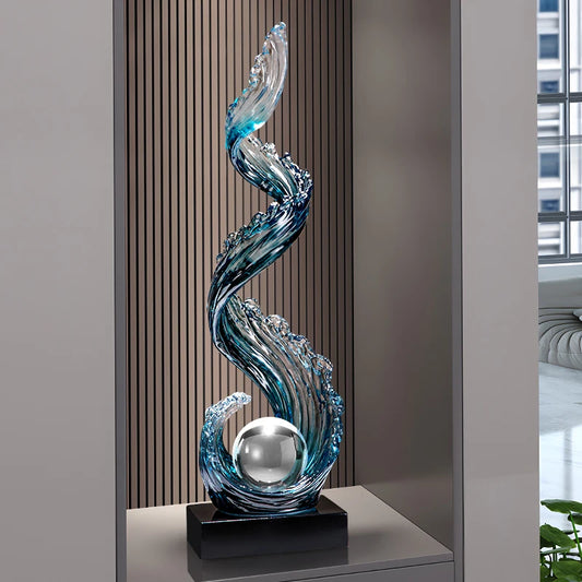 Sculpture en Résine Bleue | Élégance Apaisante