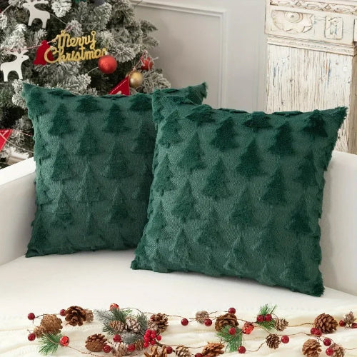 housse de coussin de noël motif sapin 45x45 cm