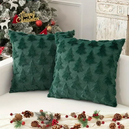 housse de coussin de noël motif sapin 45x45 cm
