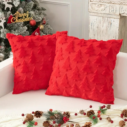 housse de coussin de noël motif sapin 45x45 cm