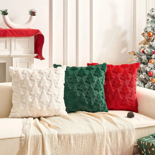 housse de coussin de noël motif sapin 45x45 cm