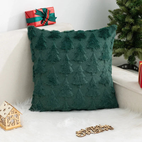 housse de coussin de noël motif sapin 45x45 cm