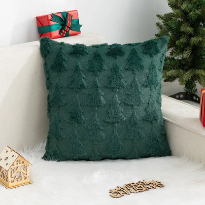housse de coussin de noël motif sapin 45x45 cm
