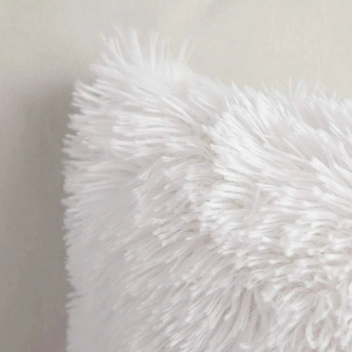 housse de coussin en fausse fourrure 43x43 cm blanche