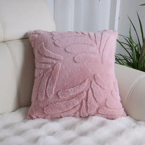 housse de coussin en peluche à motif jacquard 45x45 cm