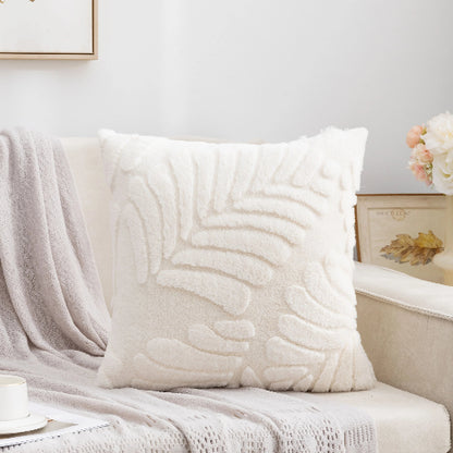 housse de coussin en peluche à motif jacquard 45x45 cm