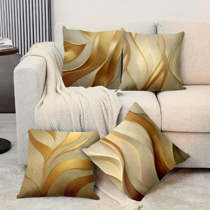 housses de coussin dorées en lot de 4 taille de 45x45 et 50x50 cm