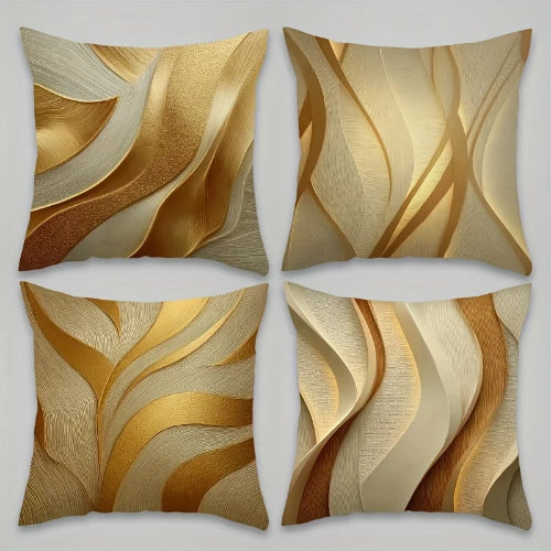 housses de coussin dorées lot de 4 taille 45x45 et 50x50 cm