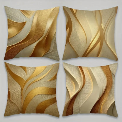 housses de coussin dorées lot de 4 taille 45x45 et 50x50 cm