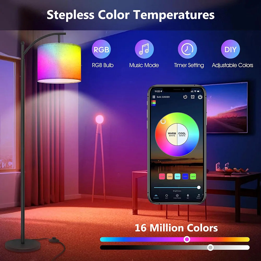 lampadaire led intelligent connecté wifi, rgb