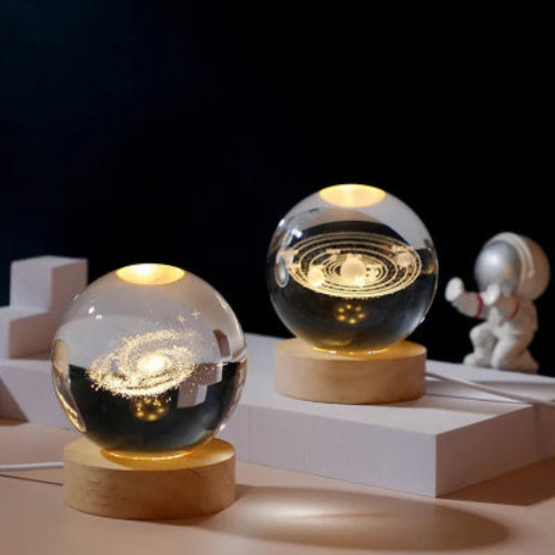 lampe de table LED boule cristal 3d galaxie lune saturne