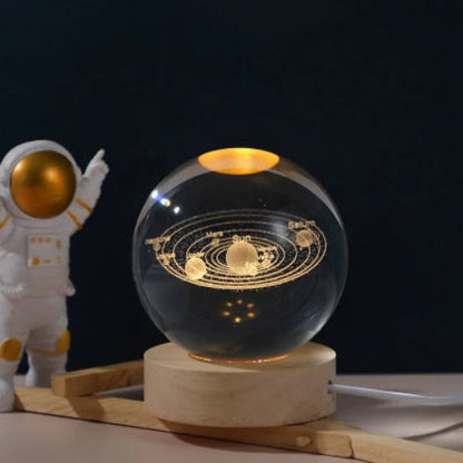lampe de table LED boule cristal 3d galaxie lune saturne