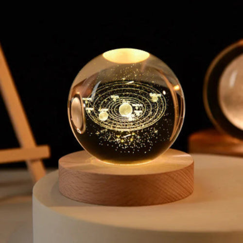 lampe de table LED boule cristal 3d galaxie lune saturne