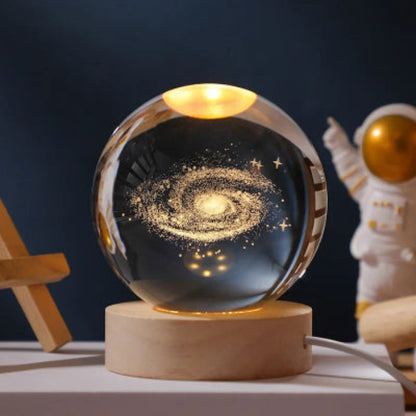 lampe de table LED boule cristal 3d galaxie lune saturne