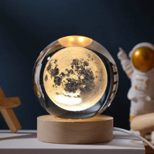 lampe de table LED boule cristal 3d galaxie lune saturne