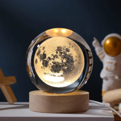 lampe de table LED boule cristal 3d galaxie lune saturne